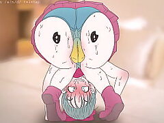 Piplup On The Butt of Bulma !Pokemon and dragon ball anime Hentai ( Toon 2d sex )porn