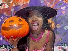 Morena Rabuda plays with her horny penile pumpkin pumps out on halloween night