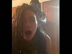 Glorious latina dreadhead gets leaned over kitchen counter and gets her brains fucked out