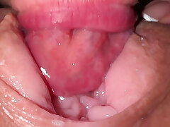 Torrid pussy licking and close up creamy plumb with roommate in pyjamas