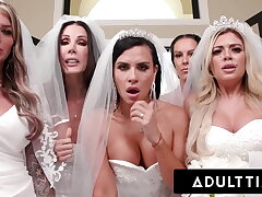 ADULT TIME - Big Titty Cougar Brides Discipline Big Dick Wedding Planner With Mischievous Switch roles GANGBANG!