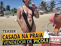 Blond married in panty on the beach, paying tit for Ice-cream seller in RN