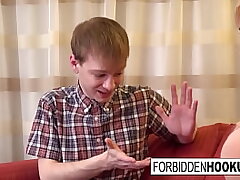 Humungous boobed honey takes her step-brothers gigantic cock