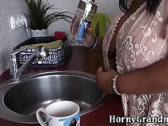 Busty grandma has anal sex