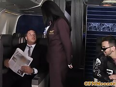CFNM stewardesses buttfucked in 4 way