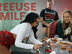 Christmas - Step Stepson and Step Stepdaughter Poke Their Step Mother whenever They Want...
