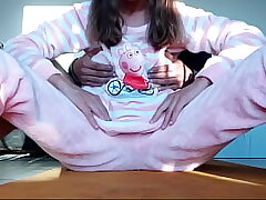 teasing petite super-steamy cool horny stepsister with petite bosoms in pajama and taboo paw pussy