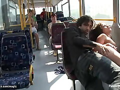 Lil' European stunner ravages on a city bus