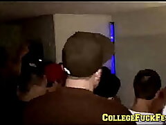 Beautiful blonde gets drilled in a college soiree