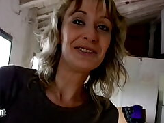 Skinny french blonde MILF fucked in the backside for currency in the wharehouse