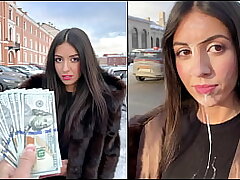 Cutie ambles with jism on her face in public, for a generous reward from a stranger - Cumwalk