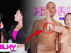 ¡Es el culo más grande que he visto y probado en mi vida! Thaina Fields se folla a un devotee cachondo después de entrevistarlo.