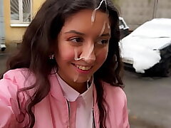 Pulverized and went to school with jism on her face - Cumwalk