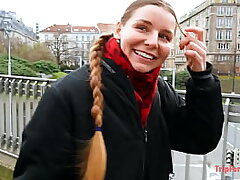 Jizm inside a gal with a European braided hairstyle