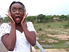 Black girlfriend throating my ginormous ivory cock at safari van van