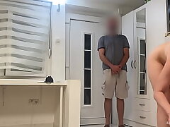 I encountered delivery boy naked. He did not want to go away.