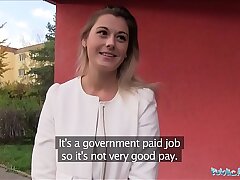 Public Agent Fantastic tutor Agnes White fucking in a car for additional Cash