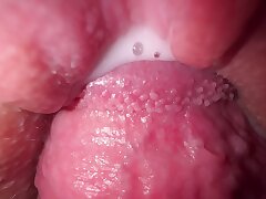 Close-up pulverize with teen stepsister, amazing cream-colored pussy