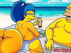 Burying it deep in the sand! Cheating on her hubby on the beach! Simpsons comics