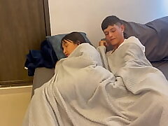 I ask my Cougar stepmother to share a sofa as an excuse to fuck her hard and spunk on her.