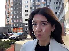 Wifey Cheats her Husband in the Entrance and walks on Public with Cum on Face - Cumwalk