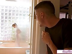 Stepsis romped by bro after shower