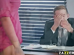 Danny D plowing Kylie Page vulva on the desk