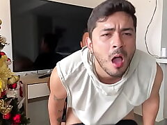 Horny stepson provokes step-dad until he gives him cock in the ass leaving it open and inseminating him