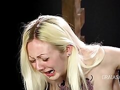 Caning the blondie dame