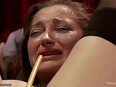 Roped ginger-haired rectal fucked while slurping