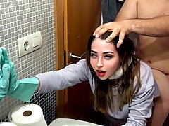 My stepdad fucks me in the bathroom when I was cleaning, he leaves me less from so much sex, I really love having forbidden sex
