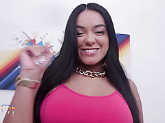 Youthfull Mexican super-bitch Monique Bastos luvs three-way with 2 huge cocks ( Buttfuck 0% Cooch )