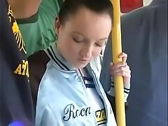 Jenny Anderson caressed on bus by 2 guys and gets creampied in both holes