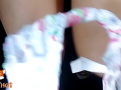 Showing my undergarments to the uber driver, and touching my vagina, he does not stop watching his mirror.