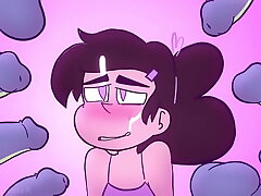cartoon by missmoonified: pajama soiree with special guest
