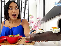 Big Tit Lesbian Cougars Sushi Glory Hole Practice - BBC Blowage and Adorable Japanese Nubile