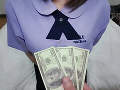 School female lets stranger jizm inwards her beaver for money