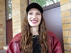 GERMAN SCOUT - Slim Ukrainian Girl Mari Moon accidentally jizz in eye at Pick Up Casting Fuck in Berlin