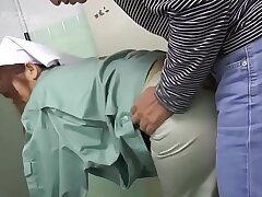 A super-sexy cleaner also cleaned my dick peeing