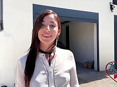 Sandrillon, a horny brunette, gets the hard fuck she wished