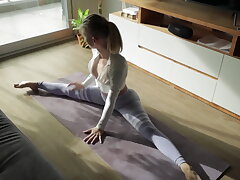 Yoga Babe gets Dicked down with Her Pants Half Way down