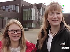 Firsties: Females fuck in the Berlin University Library