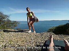 Some stranger on a naturist beach, and I lost control. A huge flow of cum all over my face. Point of view