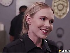 SPANKBANG GOLD - Cuckold Sizzling Cop Gangbanged By Whole Cop Force