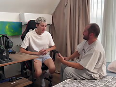 Stepson learns intimacy from stepdad with huge-titted playmate
