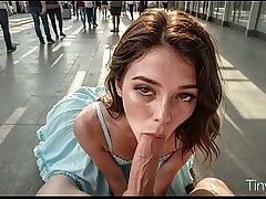 A lean bitch, without any embarrassment, asked to be penetrated in public at the airport [AI]