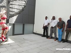 Multiracial dual anal group sex with Hard-core Nikyta squirting while getting dp