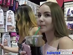 Coeds Naomi and Bonnie share audition cock and toys 3way