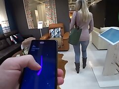 Stimulating panties while shopping - Public Joy with Monster Bar