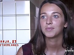 Sexy Tanja Rubs her Unshaved Vag Outdoors